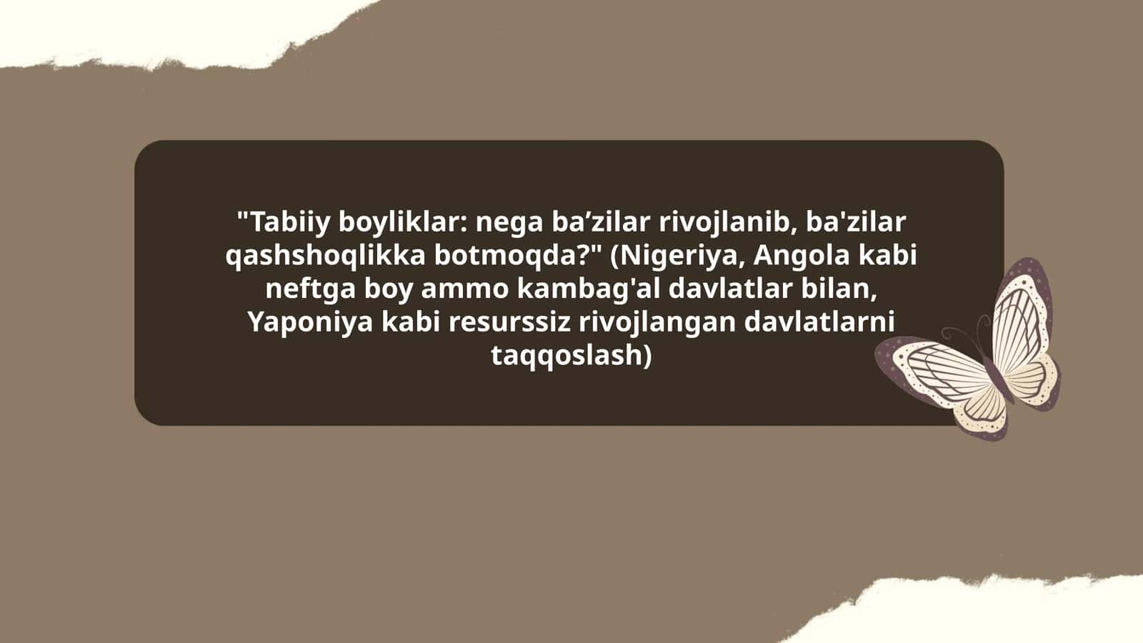 Tabiiy boyliklar: nega ba’zilar rivojlanib, ba'zilar qashshoqlikka botmoqda?