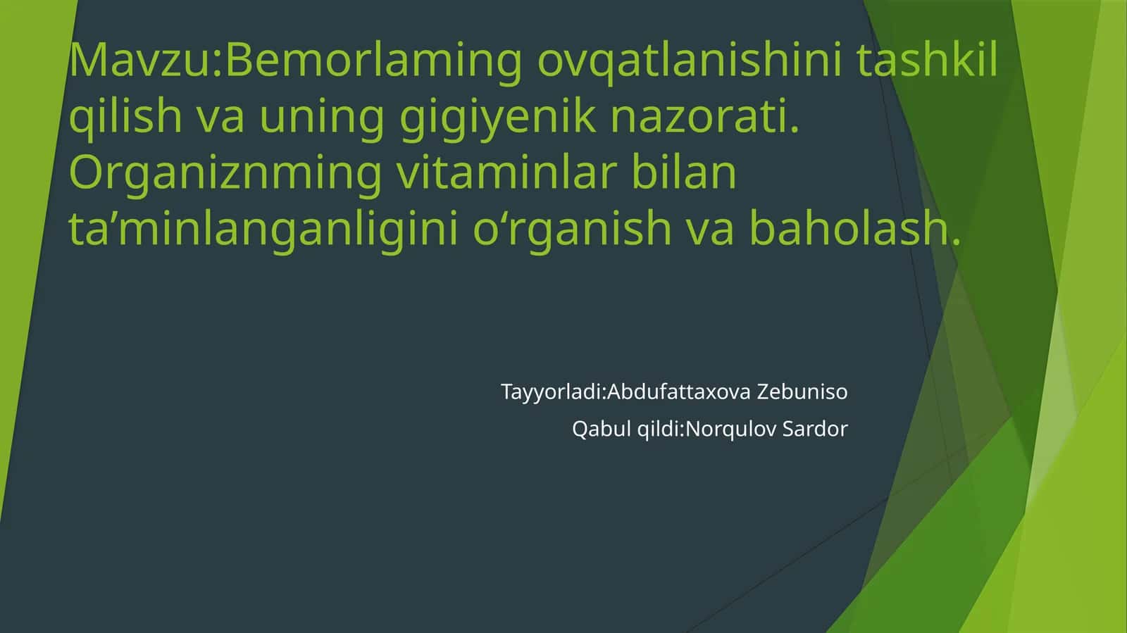 Bemorlarning ovqatlanishi
