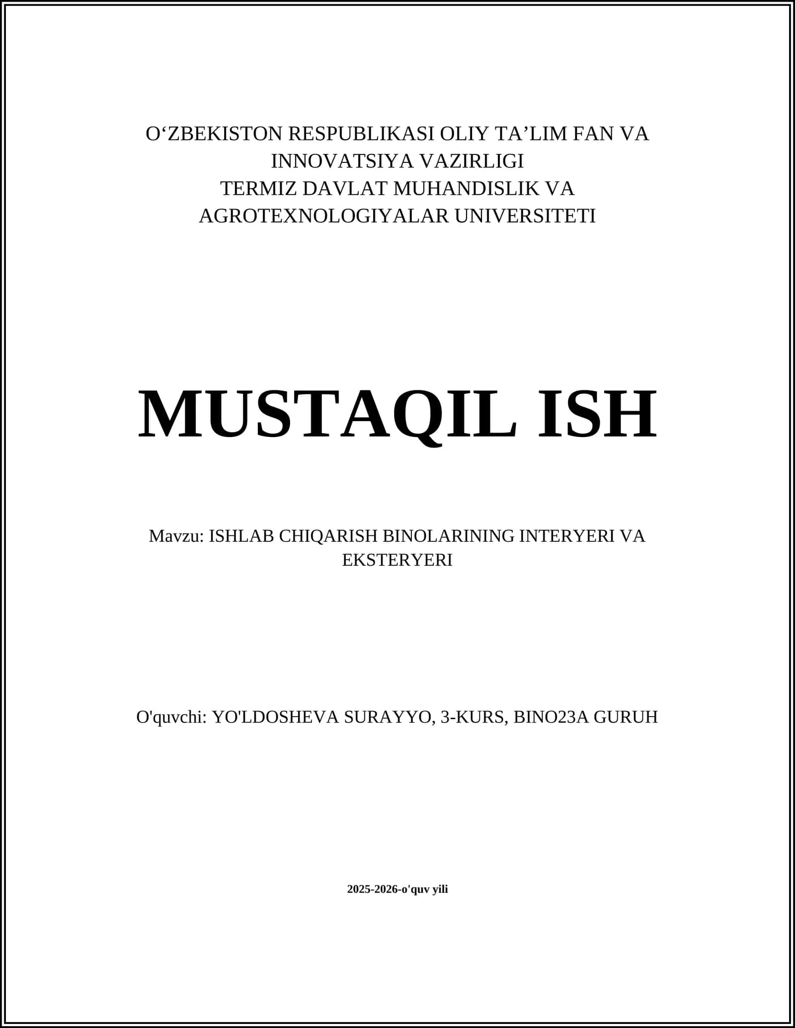 ISHLAB CHIQARISH BINOLARINING INTERYERI VA EKSTERYERI