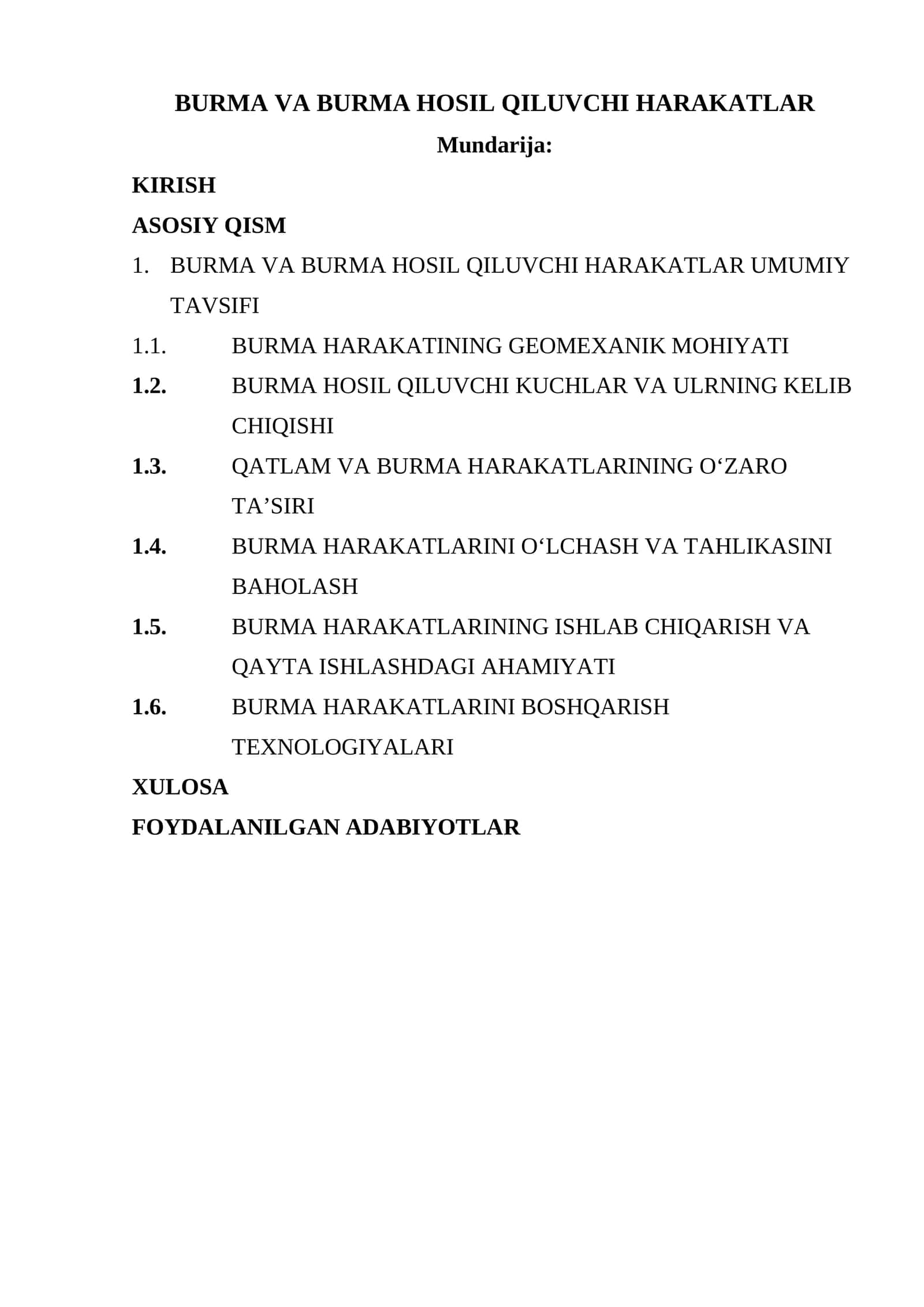 BURMA VA BURMA HOSIL QILUVCHI HARAKATLAR