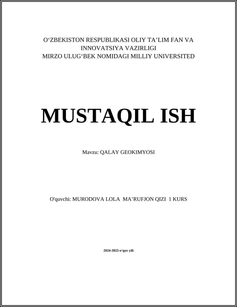 QALAY GEOKIMYOSI