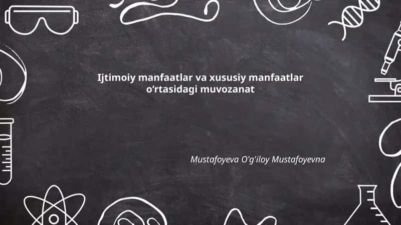 Ijtimoiy manfaatlar va xususiy manfaatlar o‘rtasidagi muvozanat