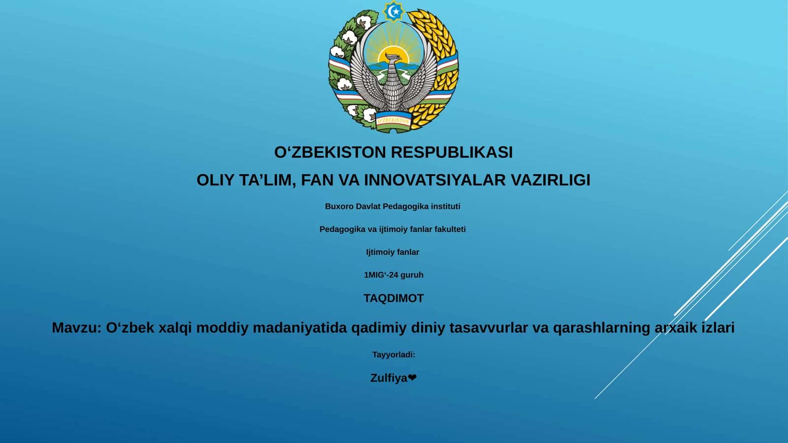 Oʻzbek xalqi moddiy madaniyatida qadimiy diniy tasavvurlar va qarashlarning arxaik izlari