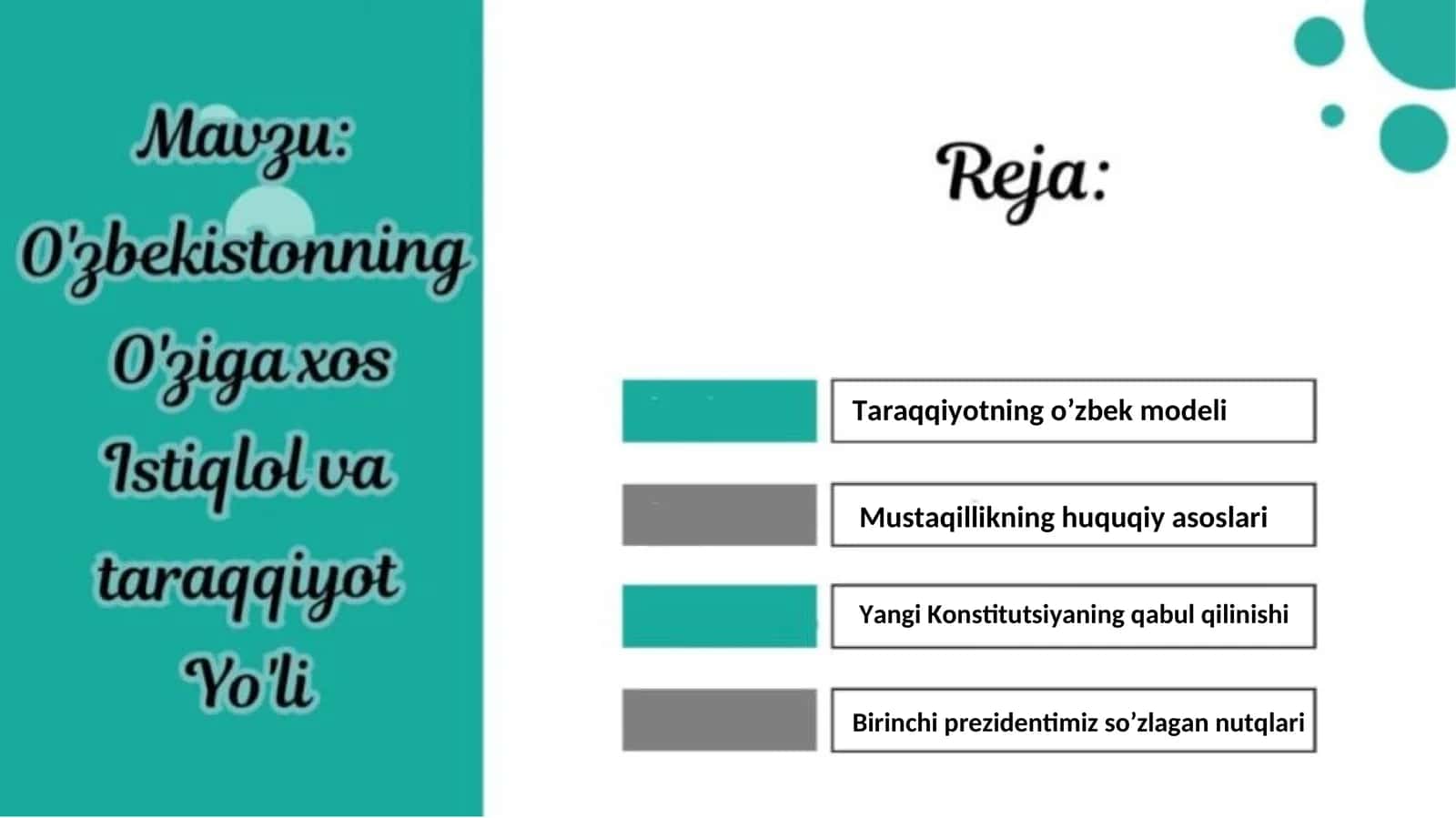 Taraqqiyotning o’zbek modeli