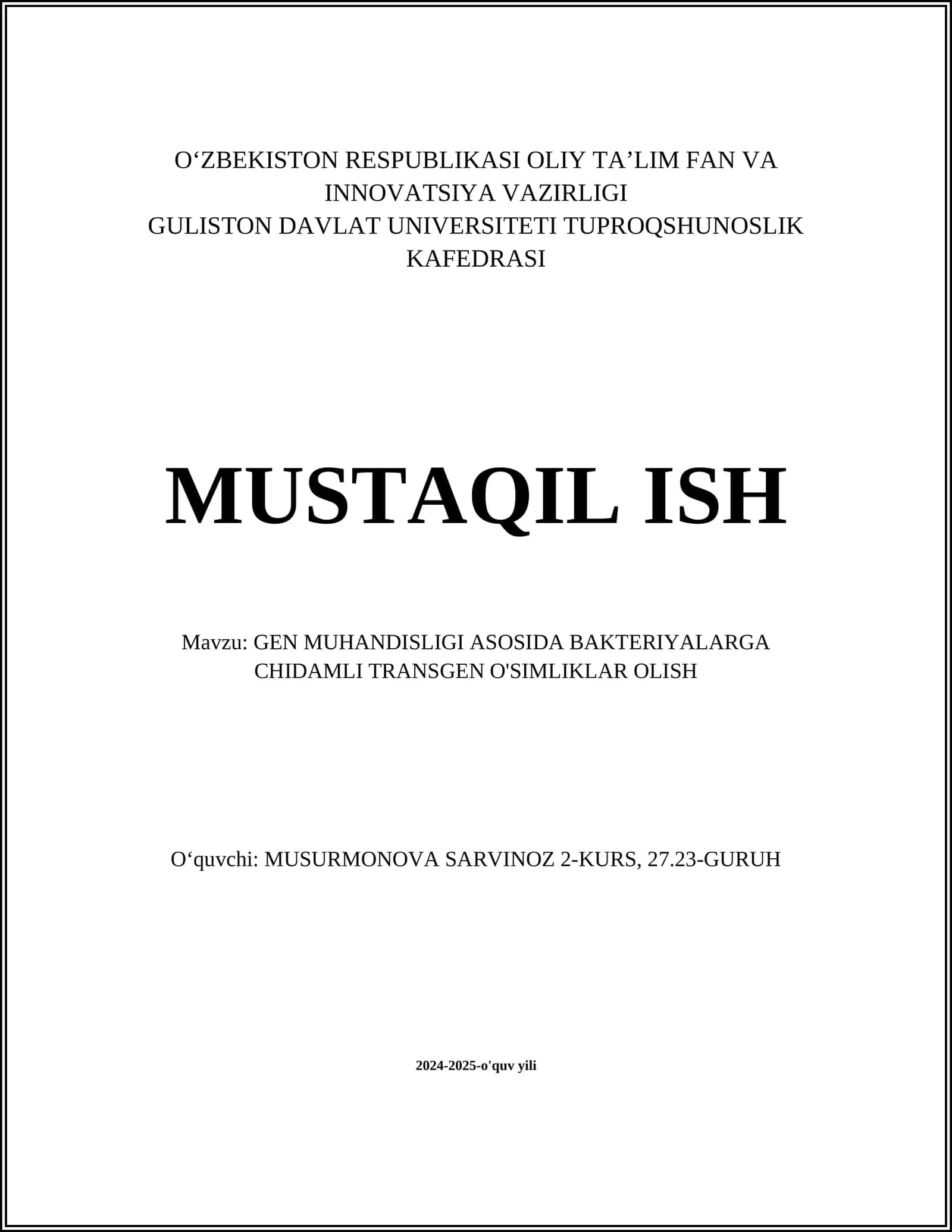 GEN muhandisligi asoslari