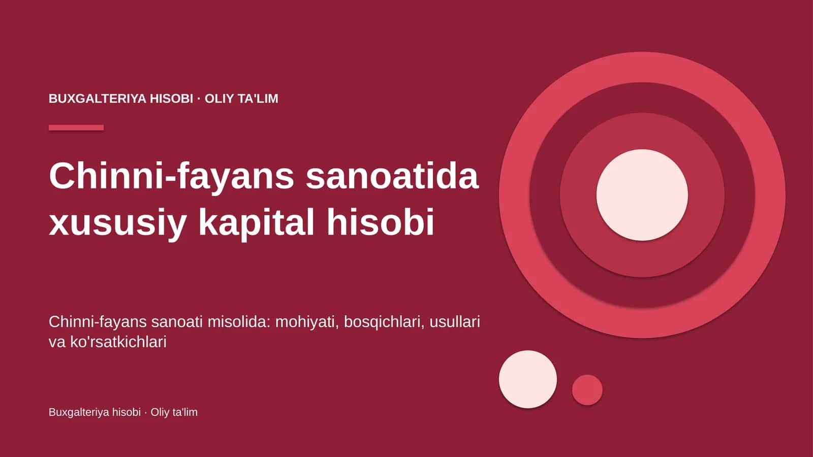 Chinni-fayans sanoatida xususiy kapital hisobi