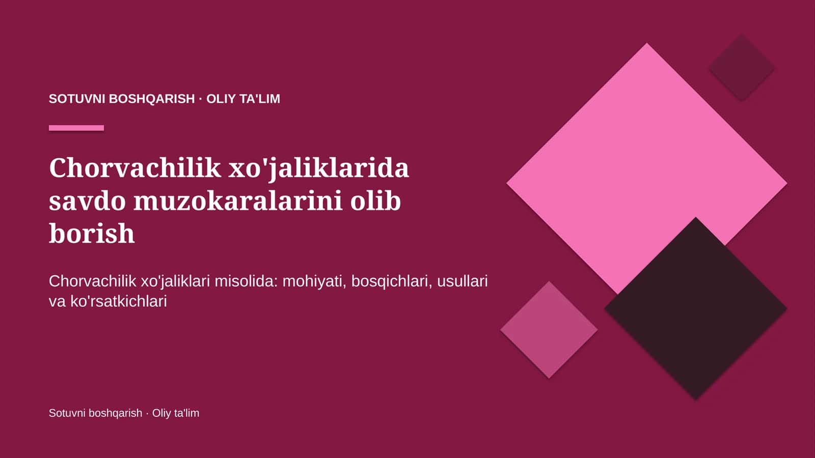 Chorvachilik xo'jaliklarida savdo muzokaralarini olib borish