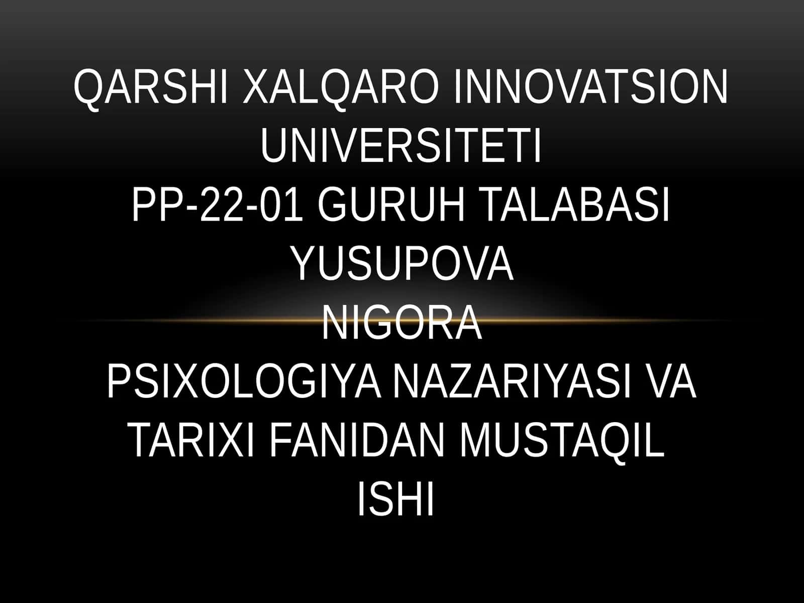 SHARQDA PSIXOLOGIYA TARIXI