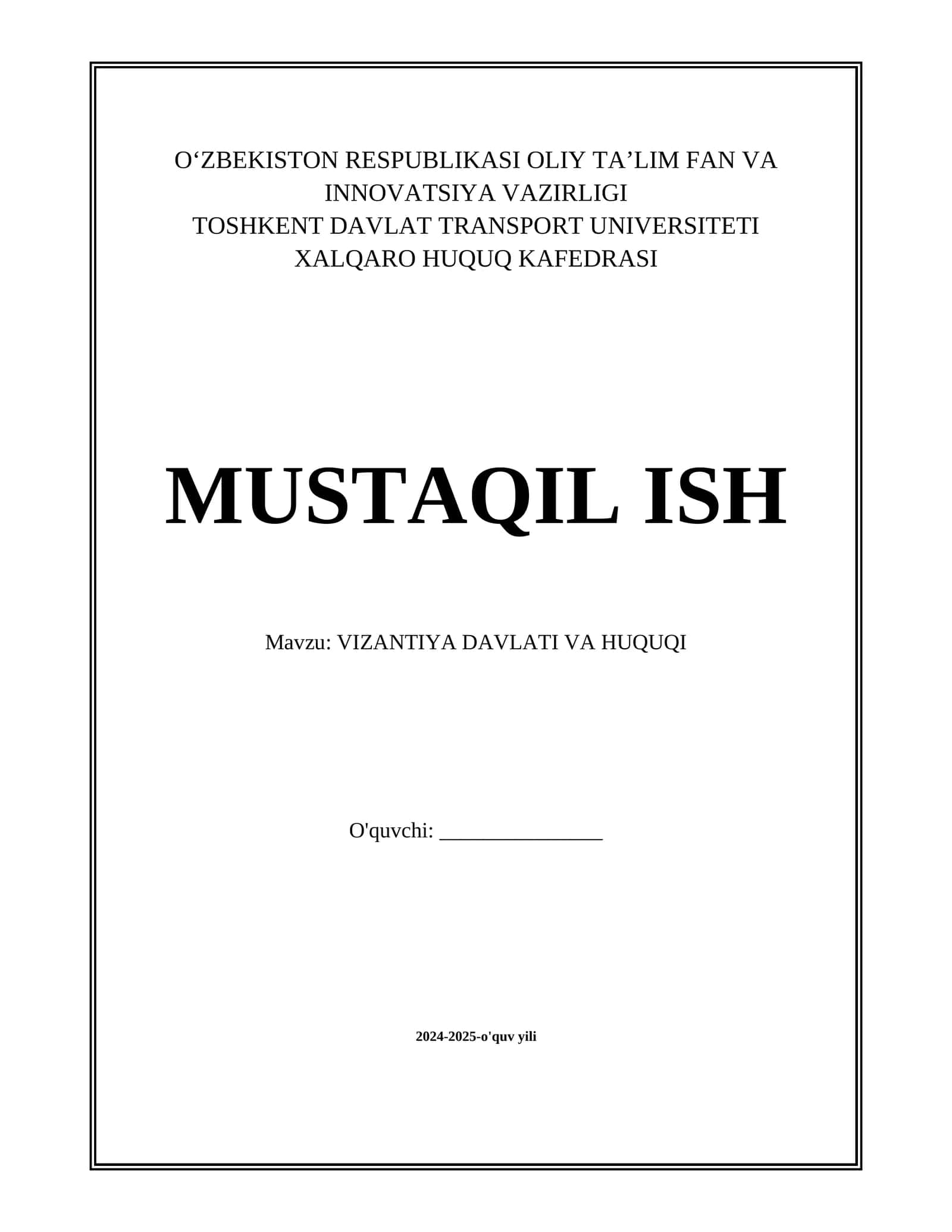 VIZANTIYA DAVLATI VA HUQUQI