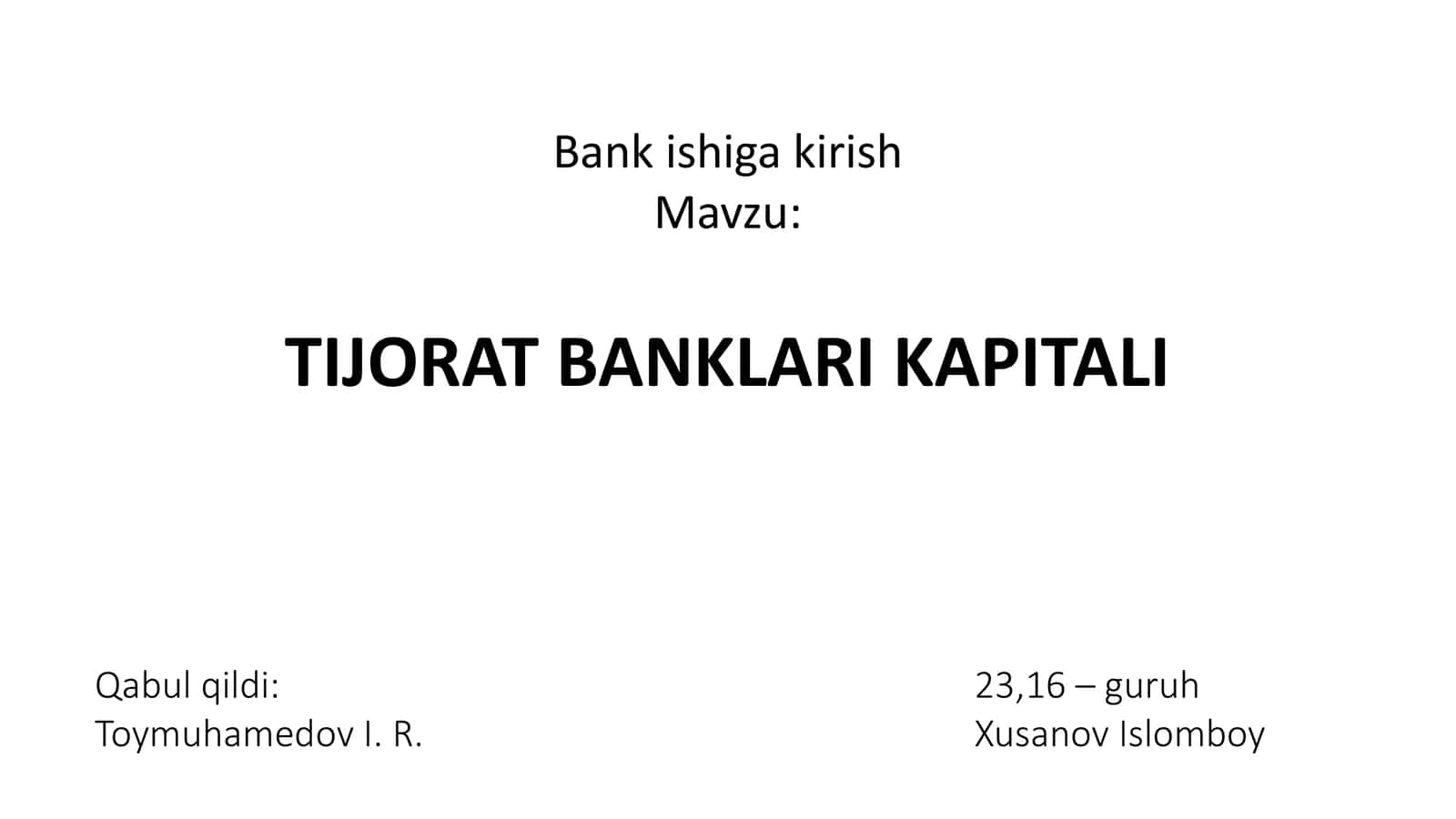 Tijorat Banklari Kapitali