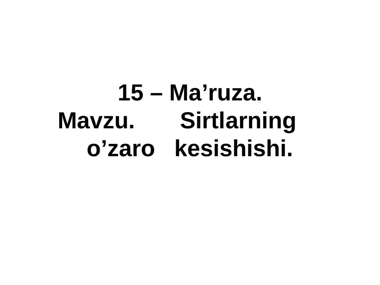 Sirtlаrning o’zаrоkesishishi