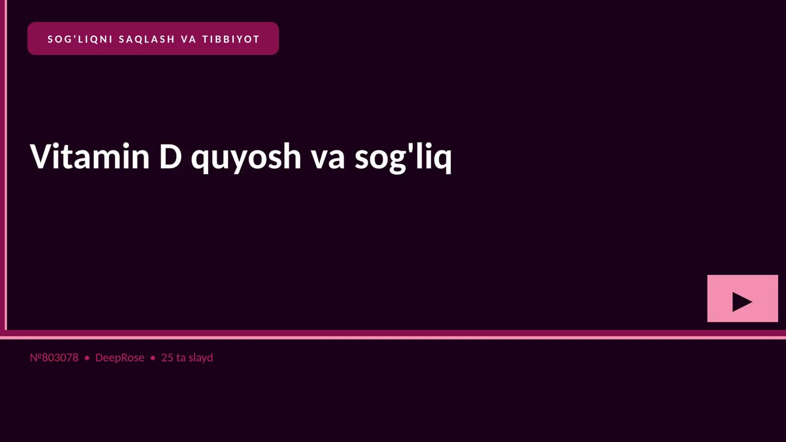 Vitamin D quyosh va sog'liq