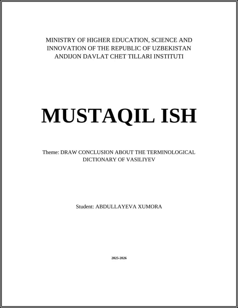 Terminological Dictionary of Vasiliyev