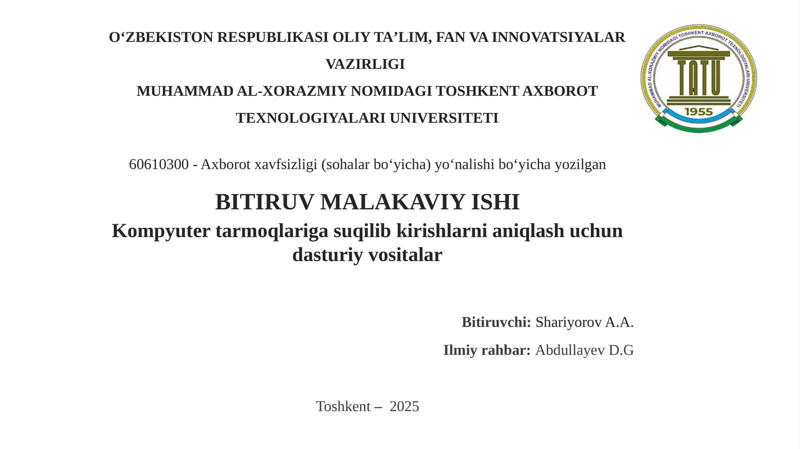 Kompyuter tarmoqlariga suqilib kirishlarni aniqlash uchun dasturiy vositalar