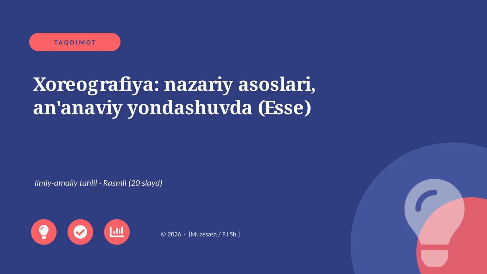 Xoreografiya: nazariy asoslari, an'anaviy yondashuvda (Esse)