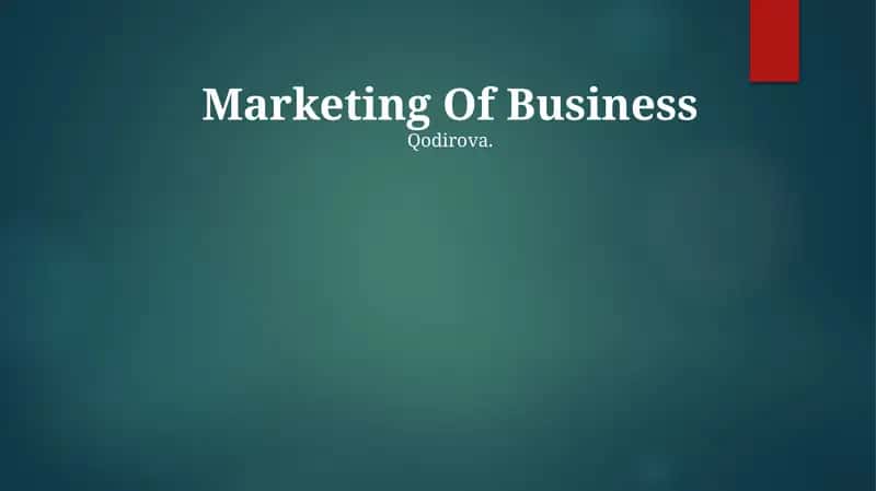 Marketing Of Business