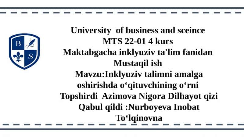 Inklyuziv talimni amalga oshirishda oʻqituvchining oʻrni