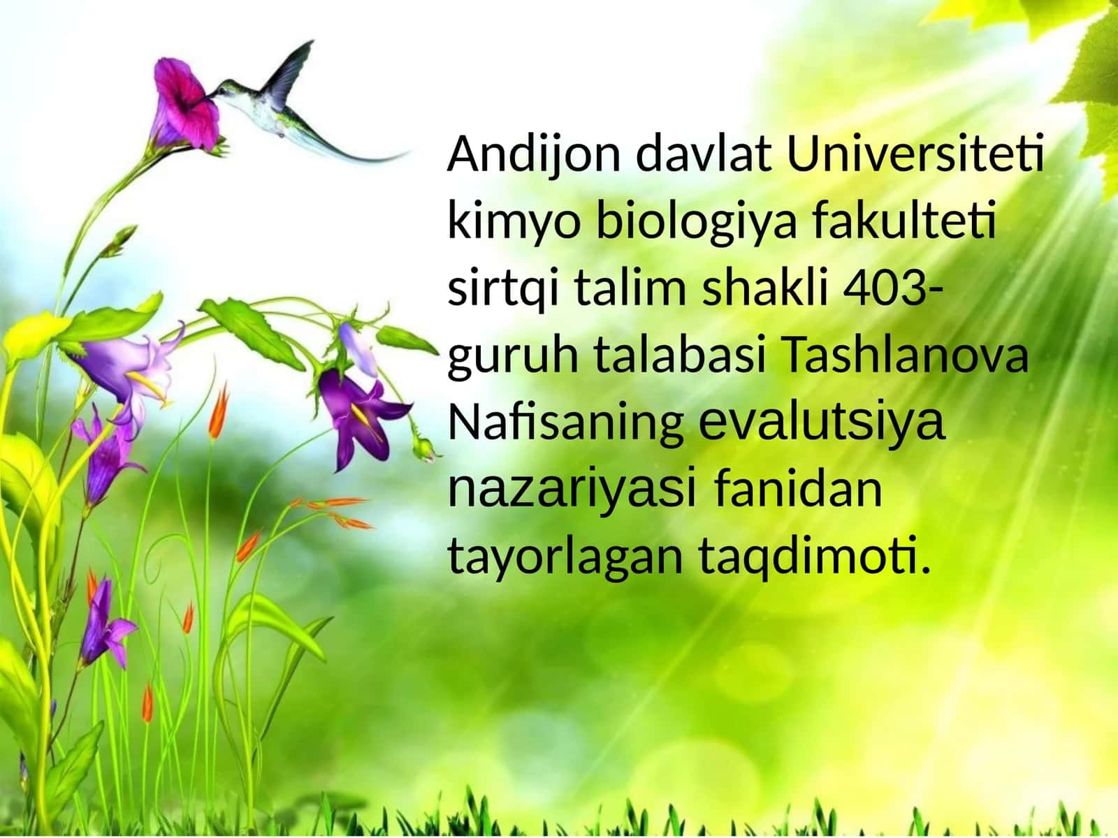 Talim Shakli 403 - Yerdahayotning Paydobolishi