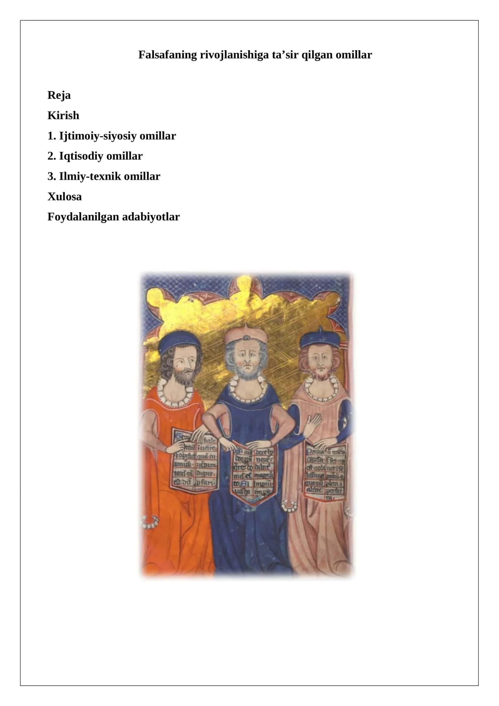 Falsafaning rivojlanishiga ta’sir qilgan omillar