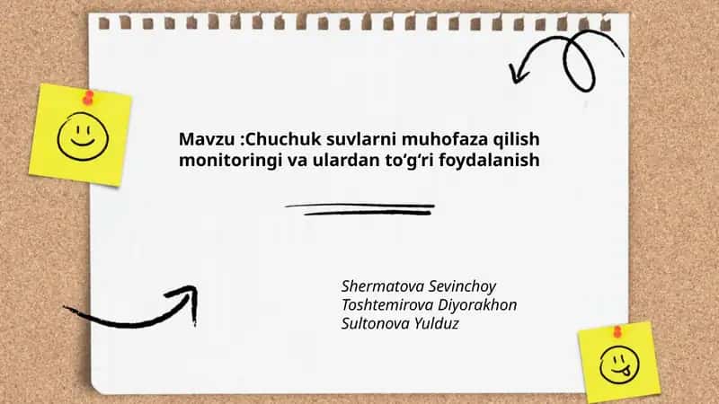 Chuchuk suvlarni muhofaza qilish monitoringi va ulardan to‘g‘ri foydalanish