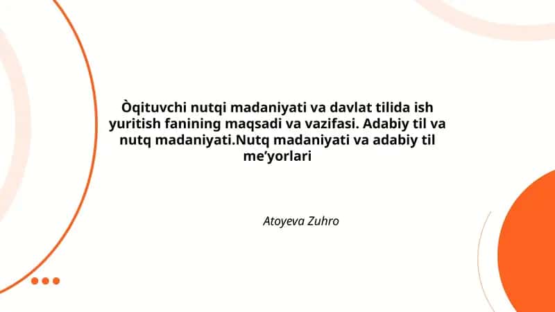 Nutq madaniyati va adabiy til meʼyorlari