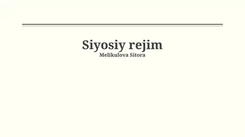 Siyosiy rejimning ta'rifi va turlari