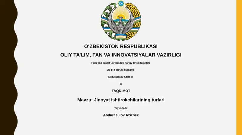 Jinoyat ishtirokchilarining turlari