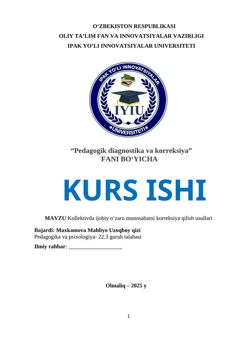 Pedagogik diagnostika va korreksiya