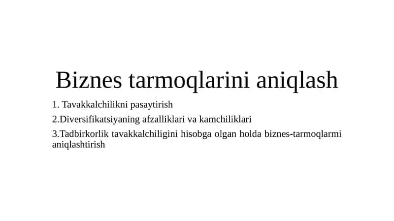 Biznes tarmoqlarini aniqlash