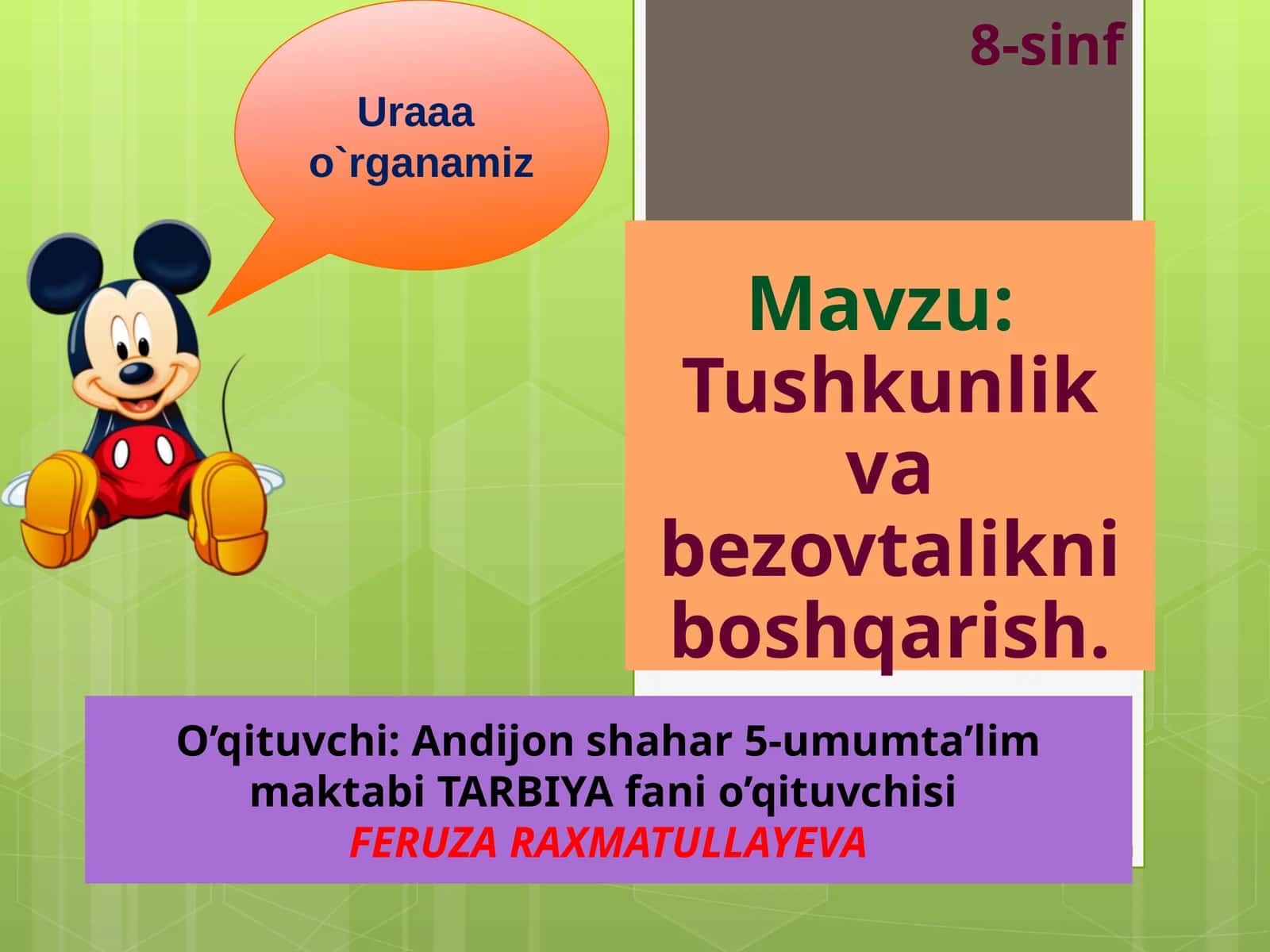 Tushkunlik va bezovtalikni boshqarish