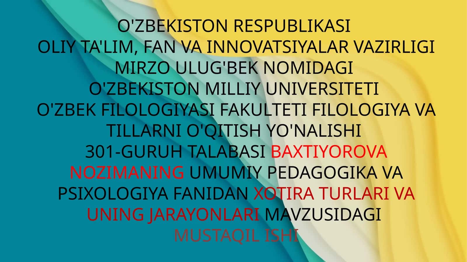 Xotira turlari va uning jarayonlari