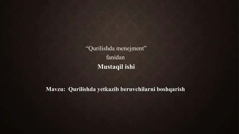 Qurilishda menejment