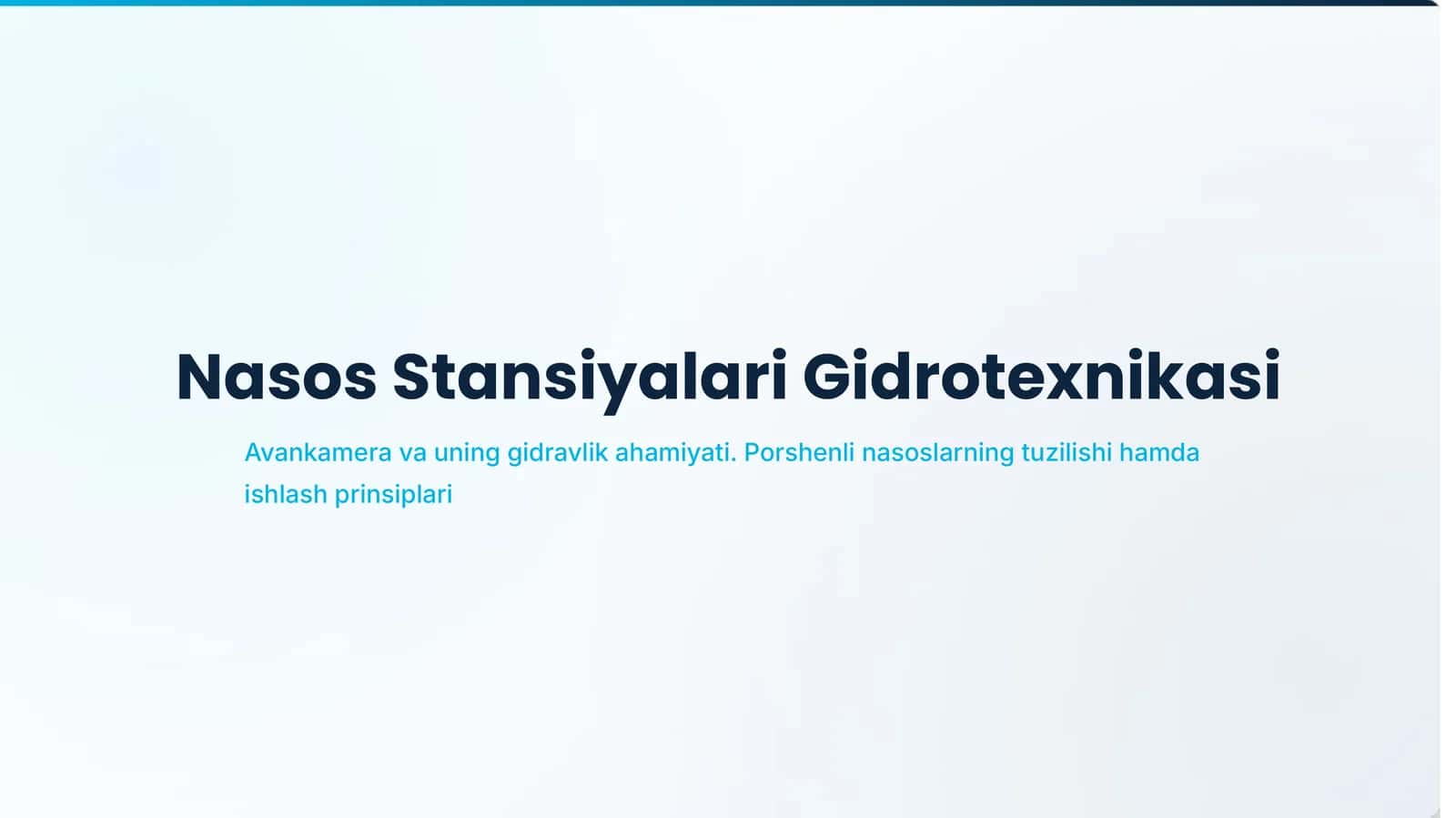 Nasos Stansiyalari Gidrotexnikasi