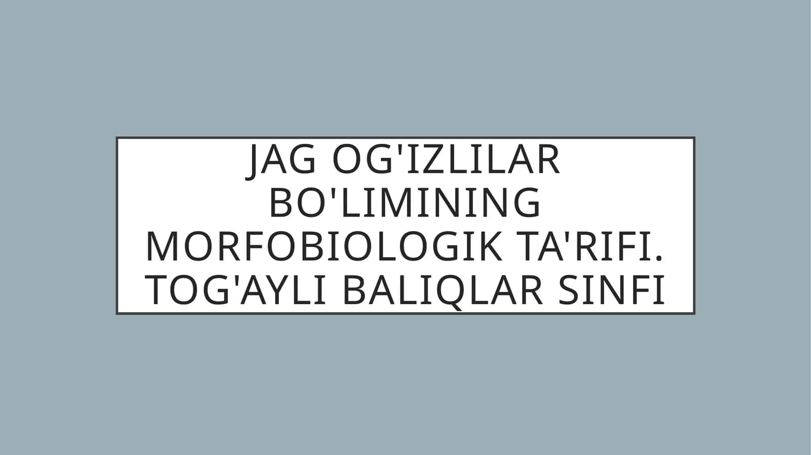 Jag og'izlilar bo'limining morfobiologik ta'rifi. Tog'ayli baliqlar sinfi