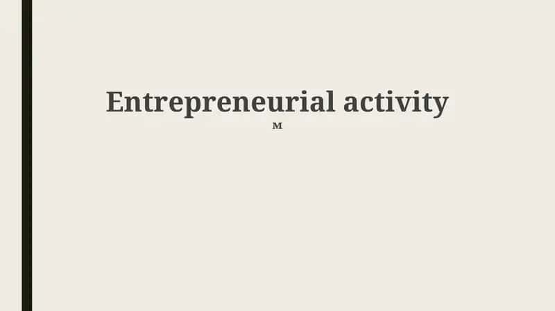 Entrepreneurial activity