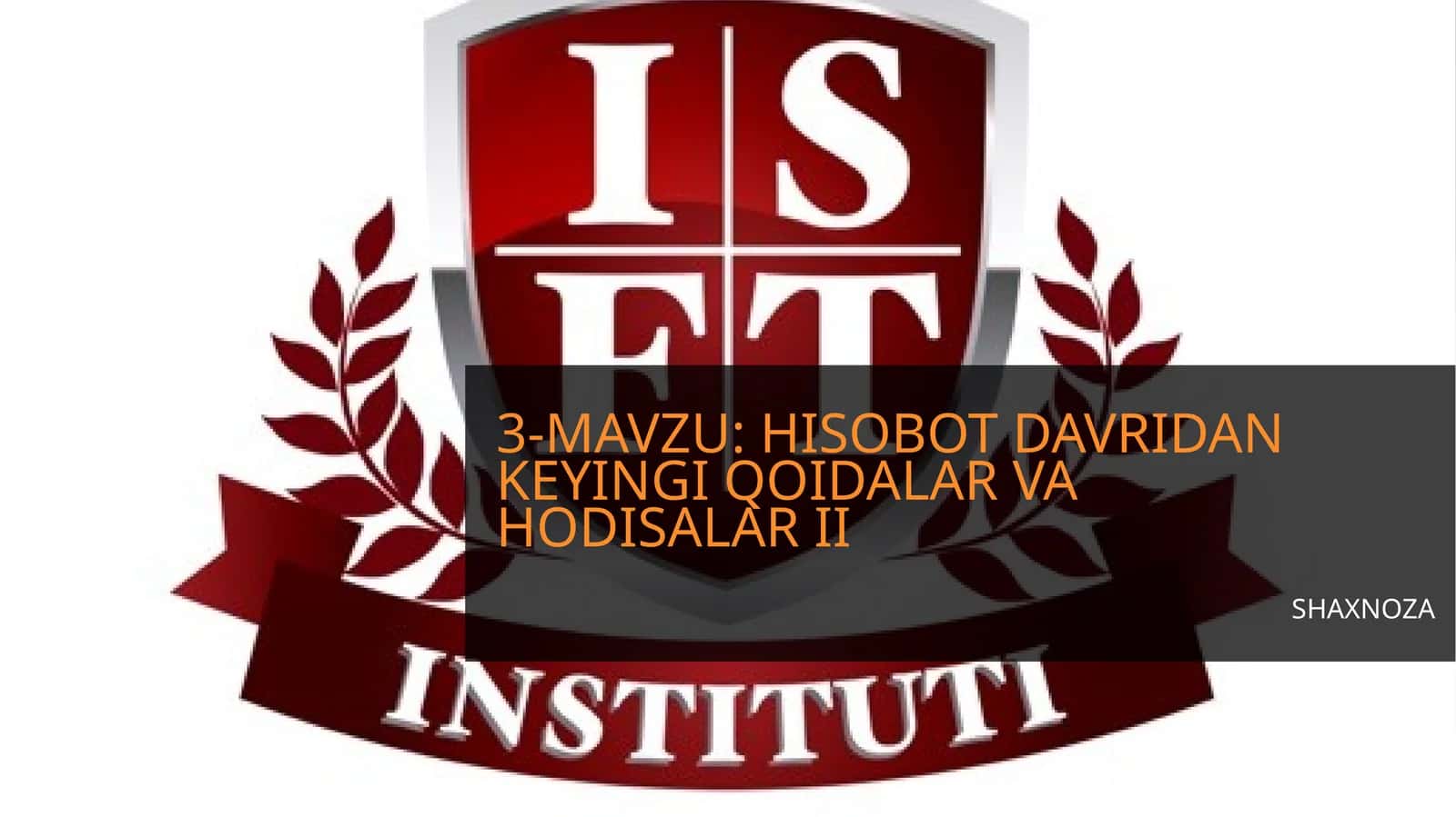 Hisobot davridan keyingi qoidalar va hodisalar ii
