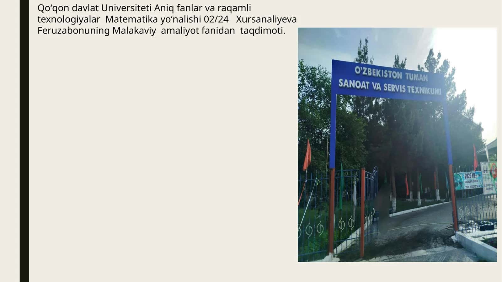 Malakaviy amaliyot fanidan taqdimoti