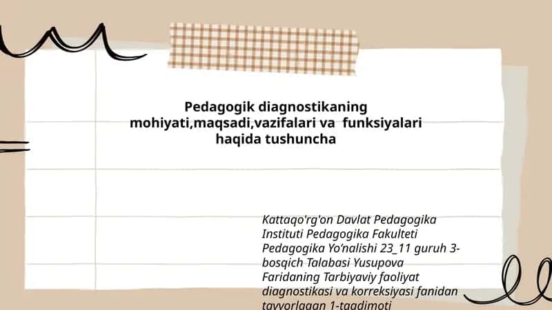 Tarbiyaviy faoliyat diagnostikasi va korreksiyasi