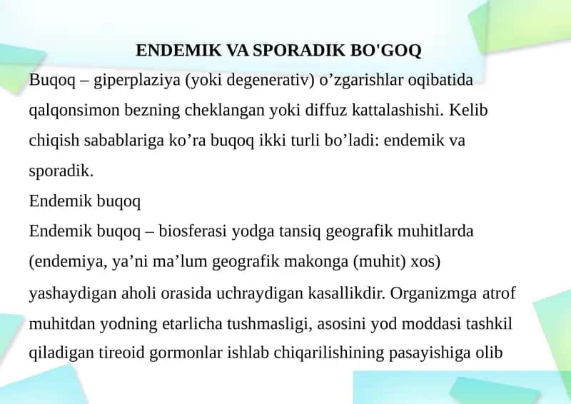 Endemik va sporadik bo'goq