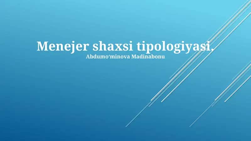 Menejer shaxsi tipologiyasi