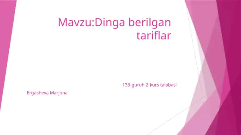 Dingaberilgantariflar