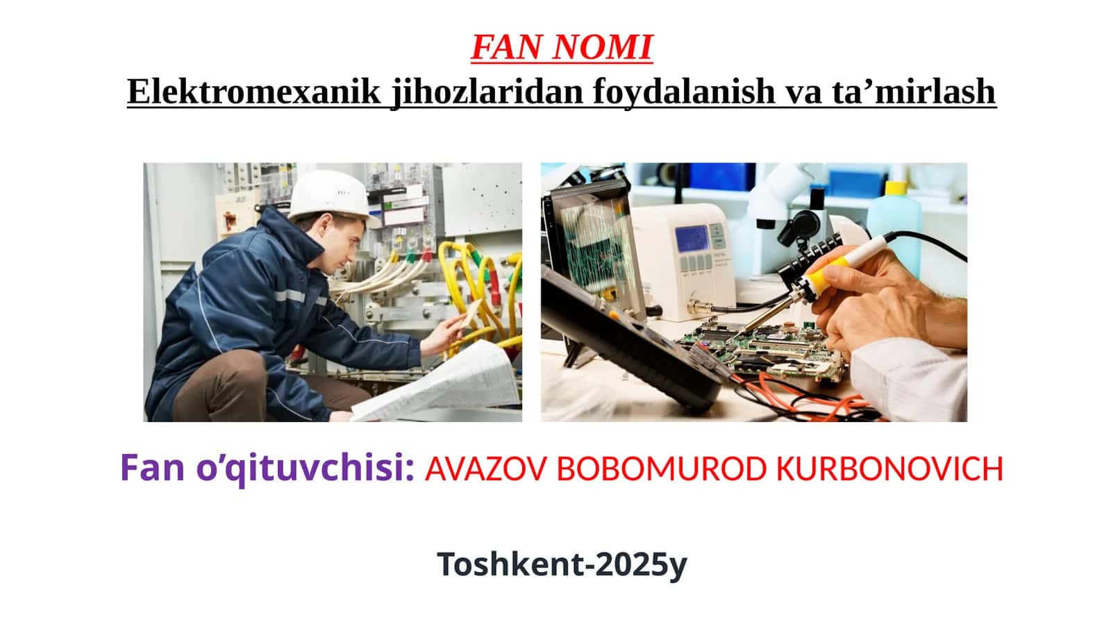 Elektr uskunalarini rastional tanlash va ulardan foydalanish asoslari