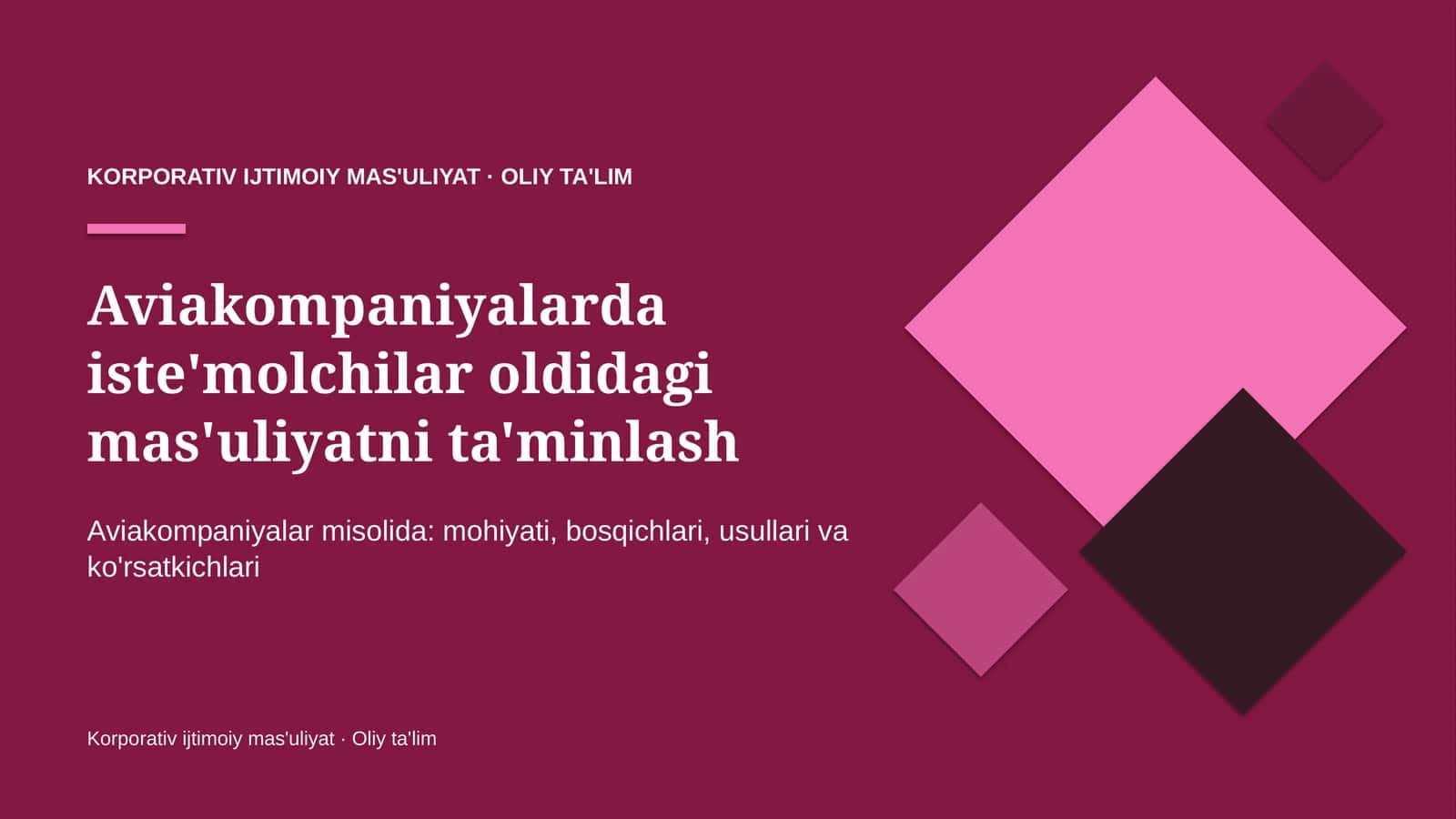 Korporativ Ijtimoiy Mas'uliyat · Oliy Ta'limg