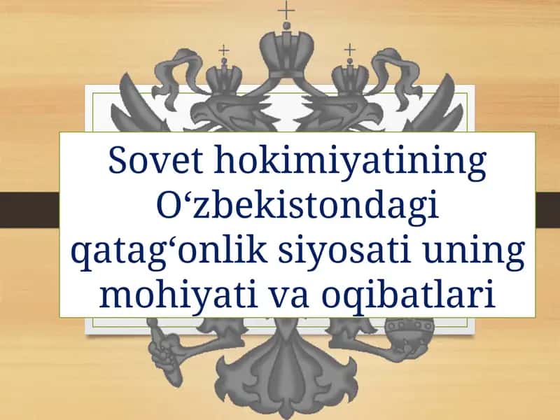 Sovethokimiyatining O‘zbekistondagi qatag‘onlik siyosati