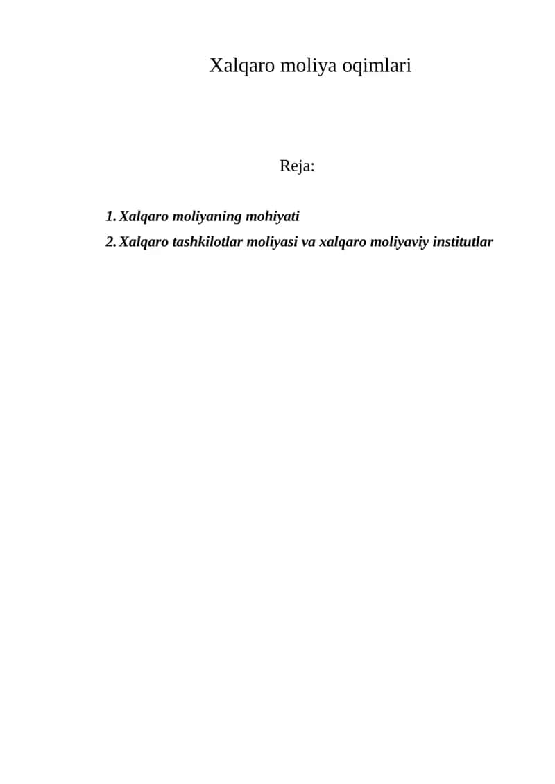 Xalqaro moliya oqimlari