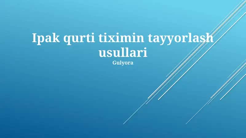 Ipak qurti tiximin tayyorlash usullari
