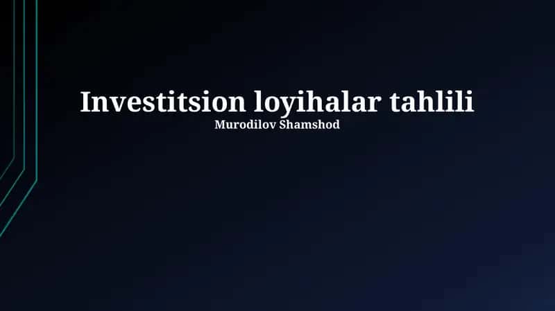 Investitsion loyihalar tahlili