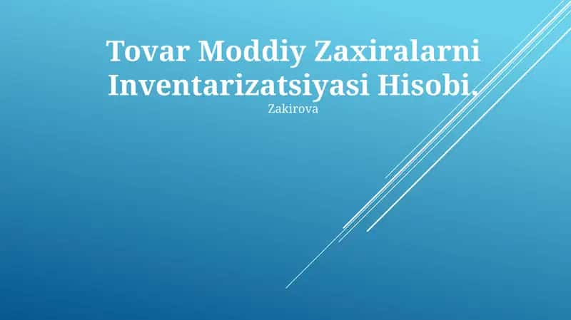 Tovar Moddiy Zaxiralarni Inventarizatsiyasi Hisobi