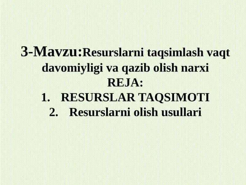 Resurslar taqsimoti