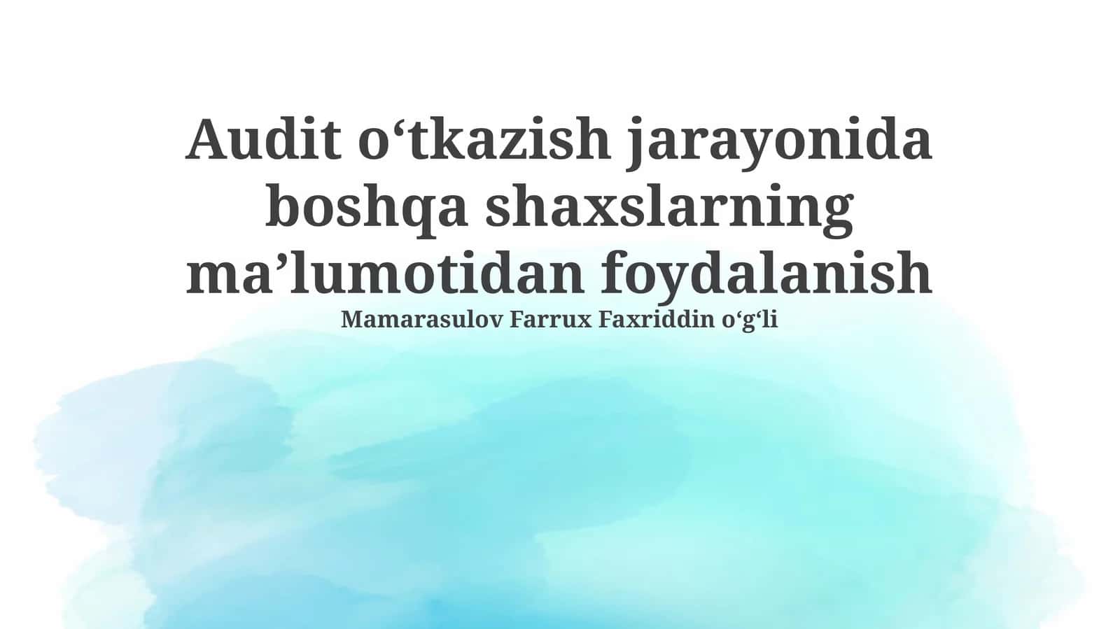 Auditorlikda ma'lumot olish